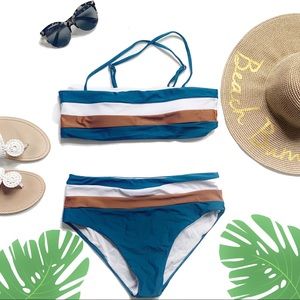 Sporty Zaful 2-piece Swimsuit| Striped|10|NWOT |